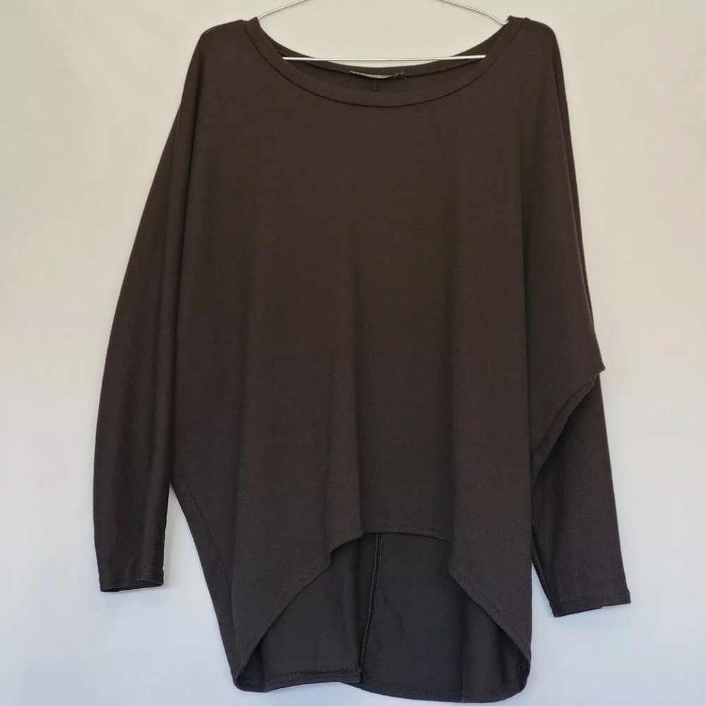 Zanzea Black Loose 3/4 Sleeve High Low Tunic Sz Lg